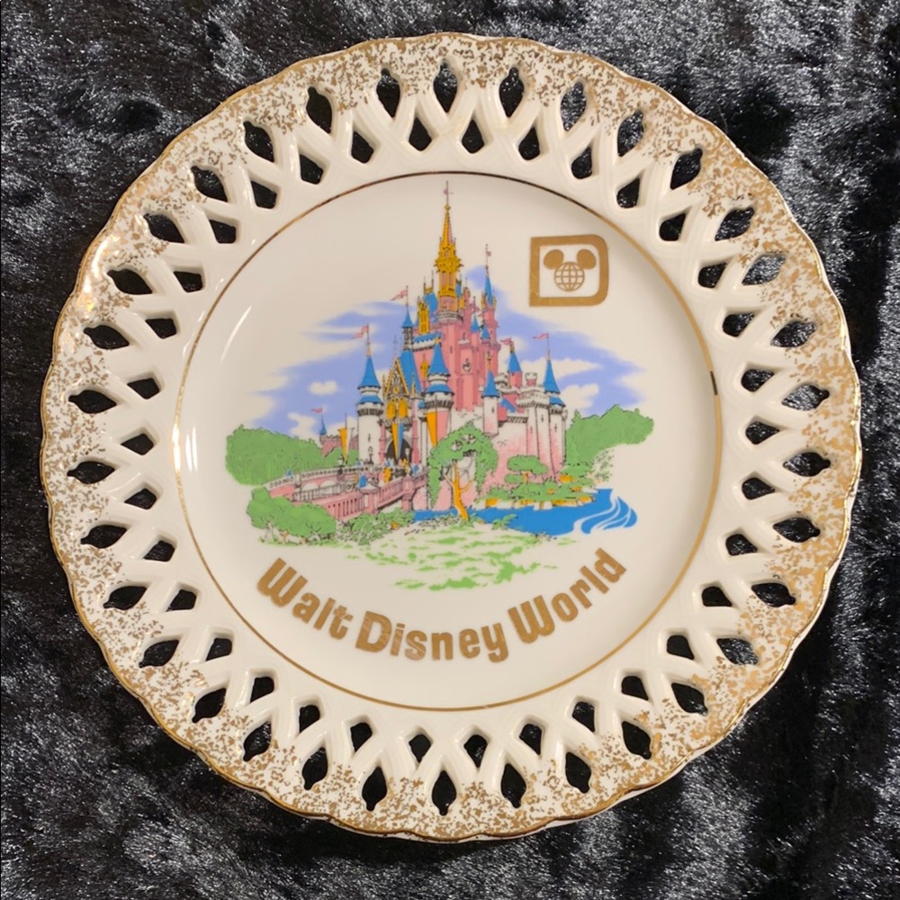Vintage Walt Disney World Decorative Plate with Gold Trim